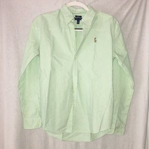 Green & White Stripe Ralph Lauren Oxford Shirt